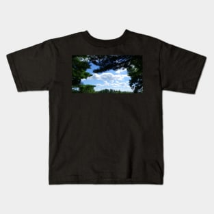 Cloud Art: Photography Sky & Pine Trees, Nature Kids T-Shirt